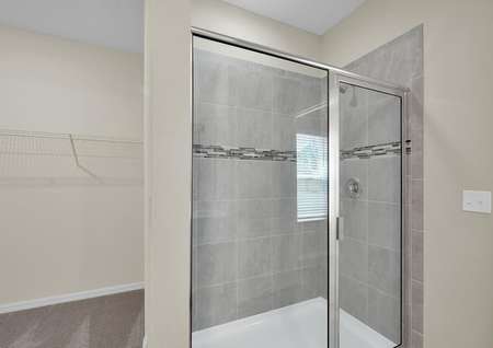 Step-in shower and walk-in closet are located in the master suite. 