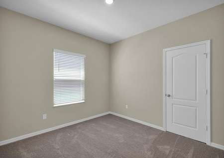 This spacious guest bedroom has a large walk-in closet.