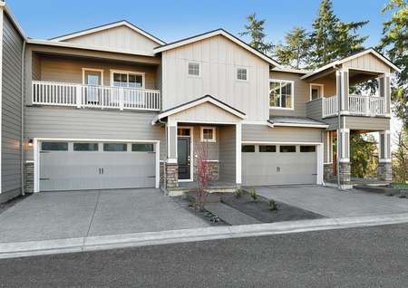 Photo of the front elevation of the Tenny Creek townhomes, Diamond and Emerald plans.