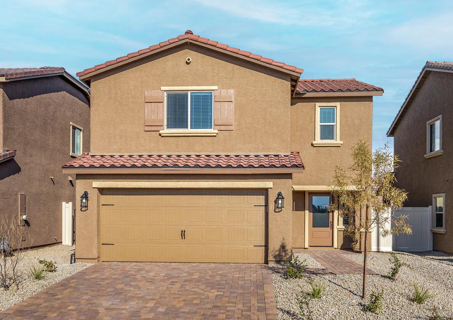 The Echo A is a beautiful two story home with stucco.