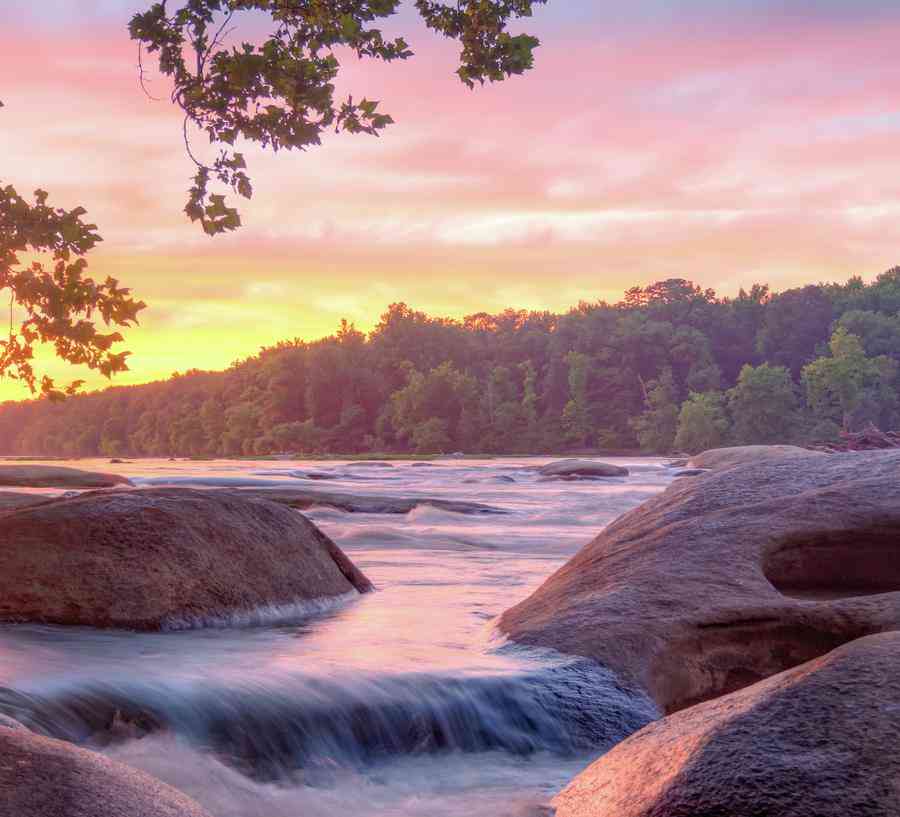 Stock image of a stunning sunset on the James River.