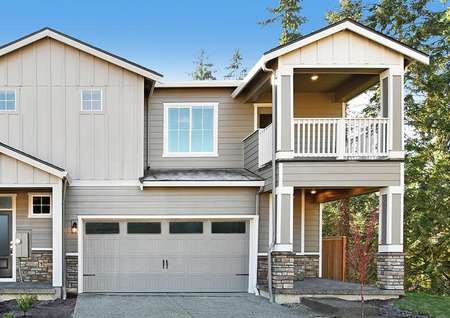 Photo of the front elevation of the Tenny Creek townhomes, Diamond and Emerald plans.