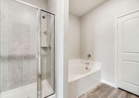 The master bath comes with a large tub and separate shower.