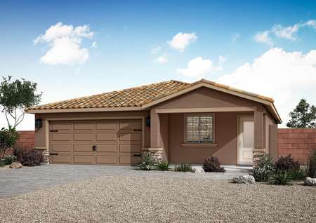 This beautiful Taos floor plan has great curb appeal with professional landscaping and stone detailing.