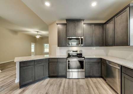 Ontario kitchen with recessed lights, abundant cabinet space, and stainless steel appliances