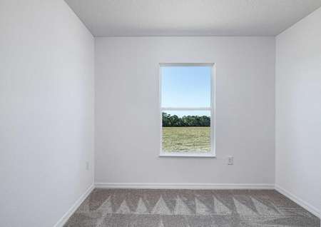Carpeted bedroom with large window allowing for plenty of natural light. 