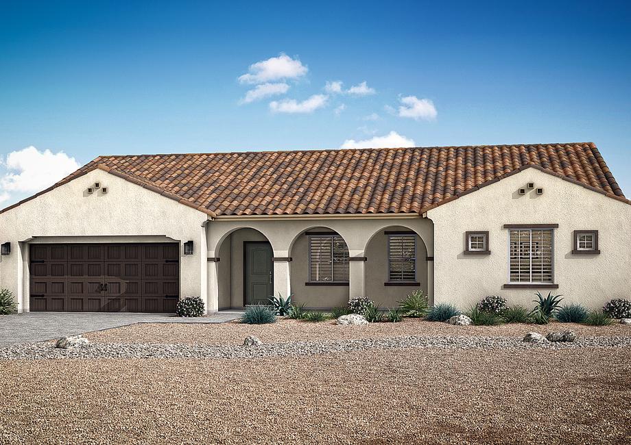 The La Jolla plan is a single-story home with a stucco exterior.