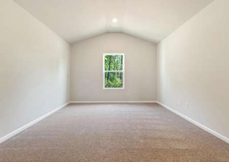 Large master bedroom with window and carpet.