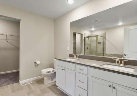 Master bathroom with dual sink vanity