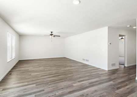 The family room is spacious and well lit