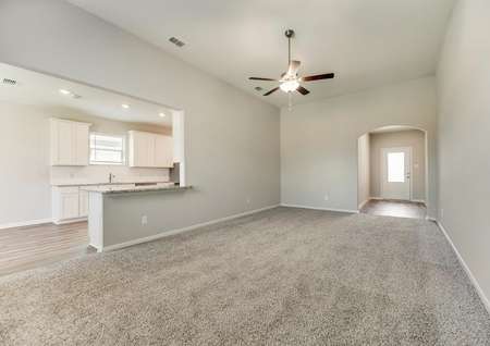 The open family room has plenty of space for entertaining.