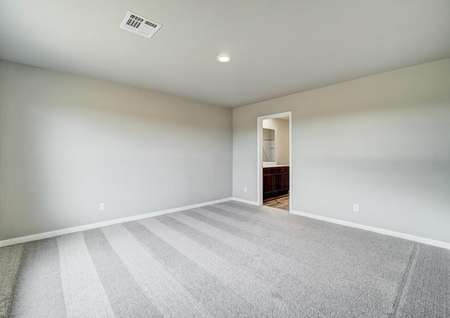 The sizable master bedroom is carpeted and has plenty of natural lighting.
