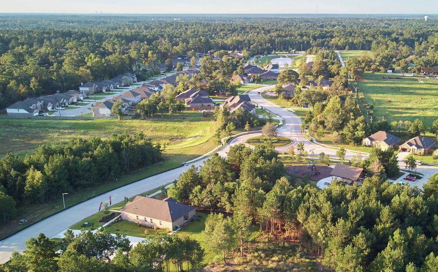 Aerial view of an LGI Homes community near Houston, TX