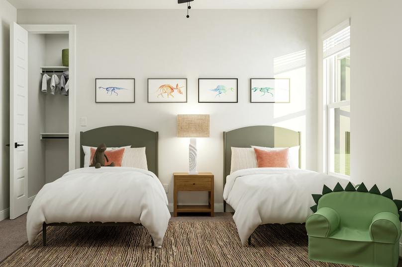 Rendering of a secondary bedroom
  featuring children