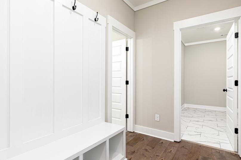 Mudroom with bench.
